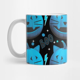 Pumpkin cat Halloween pattern blue Mug